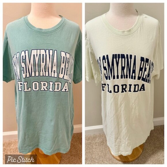 Bundle Lot 2 Men Women Adult Unisex Large NEW SMYRNA BEACH Florida T-Shirts - Picture 1 of 3